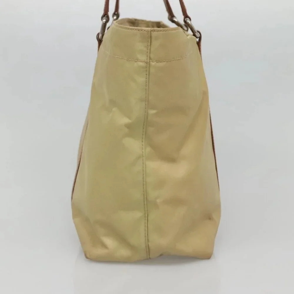 PRADA Tote Bag Nylon Beige Silver Auth 131176 - Picture 6 of 16